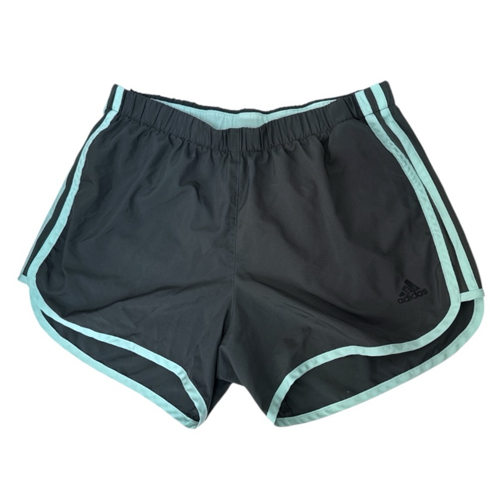Adidas Running Climalite Shorts Dark Gray with Light Green Accents Size Small